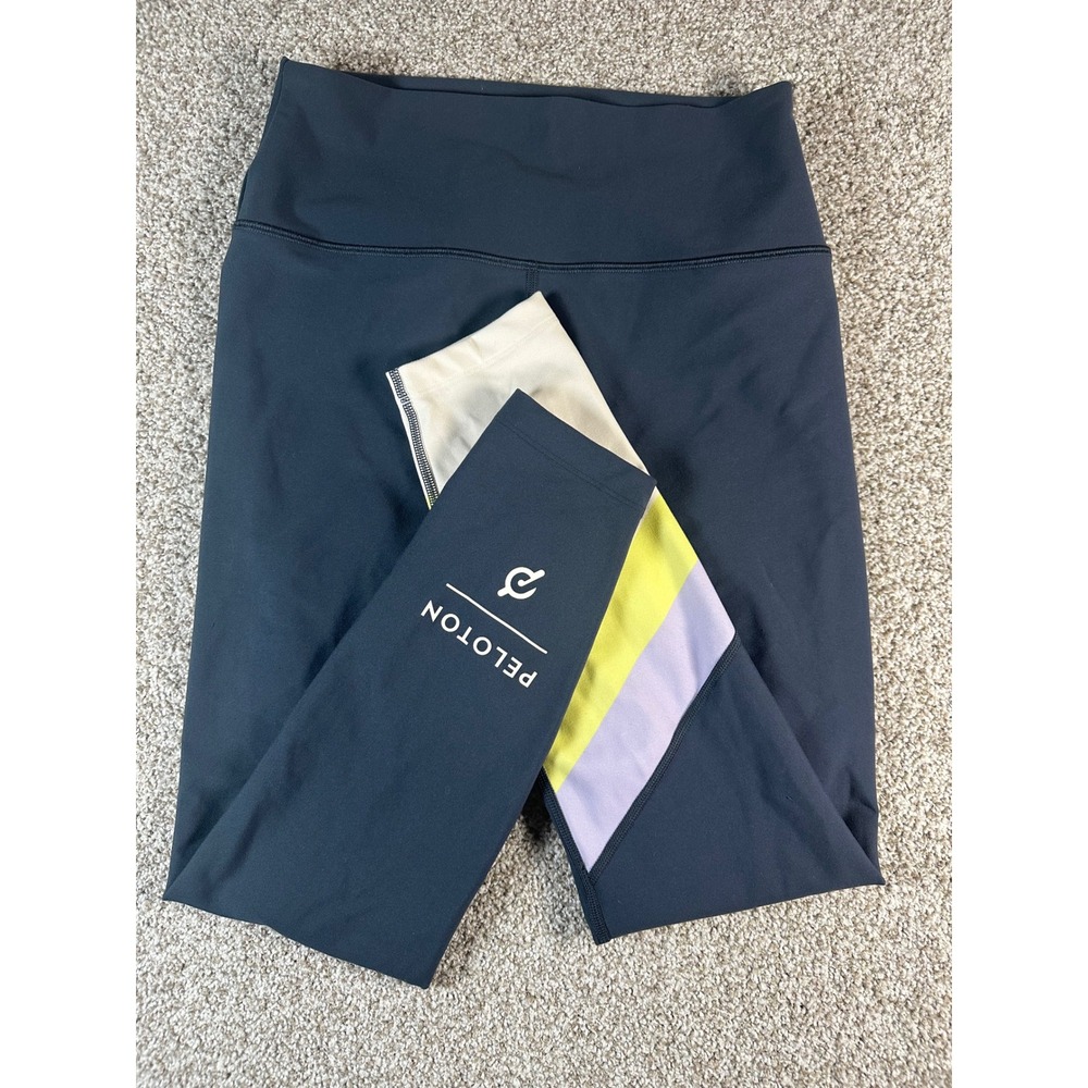 Peloton Womens High Waisted Colorblock Active Leggings Black Purple Green Size M